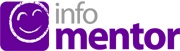 Infomentor logga: lila glad figur med texten infomentor till höger
