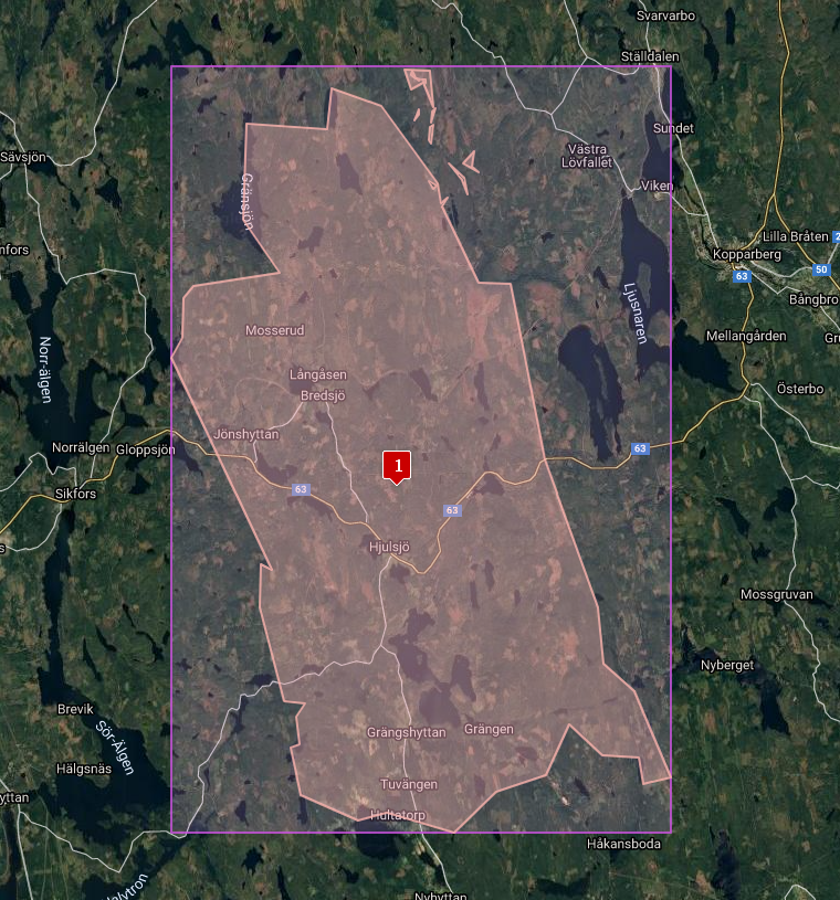 Karta över Hjulsjö socken